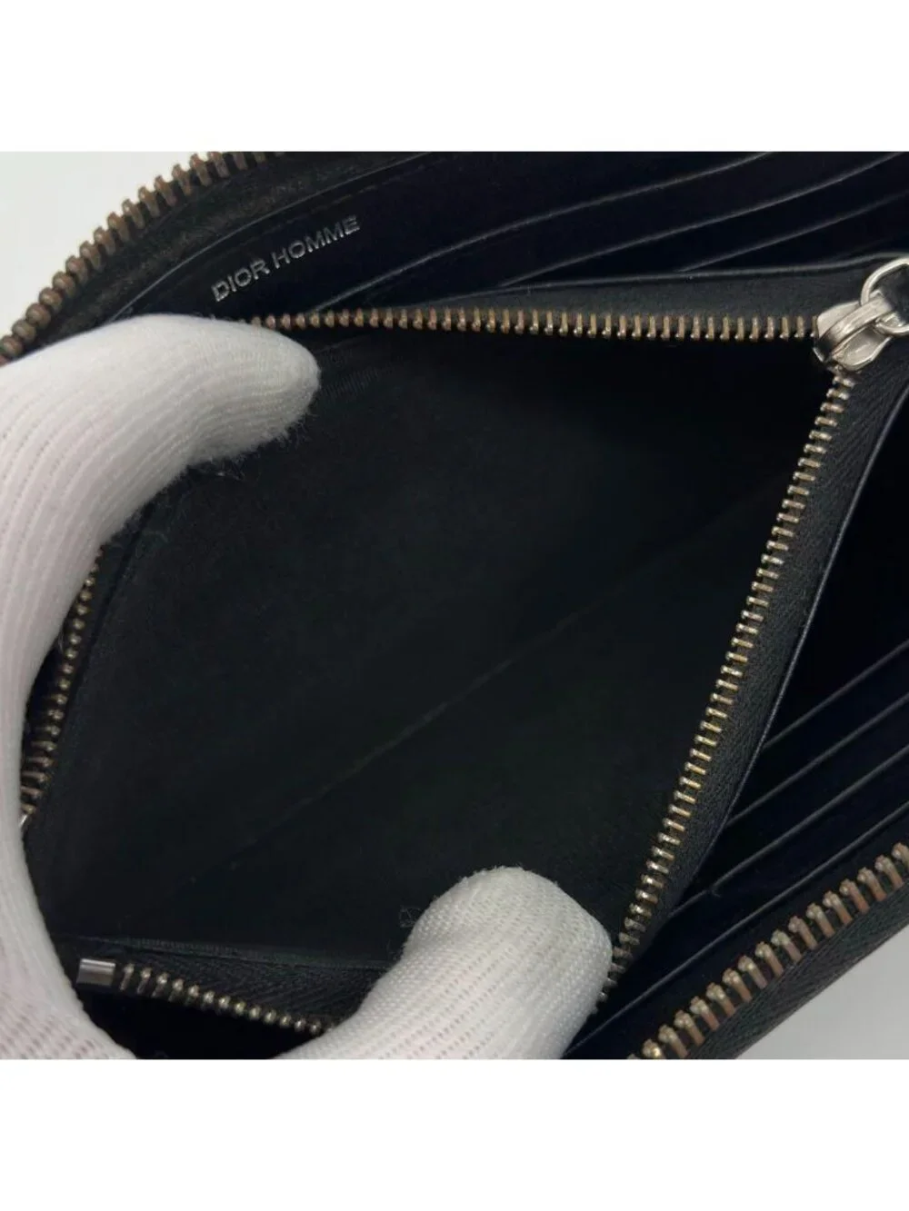 Dior Homme Zip Around Wallet Leather Logo CD